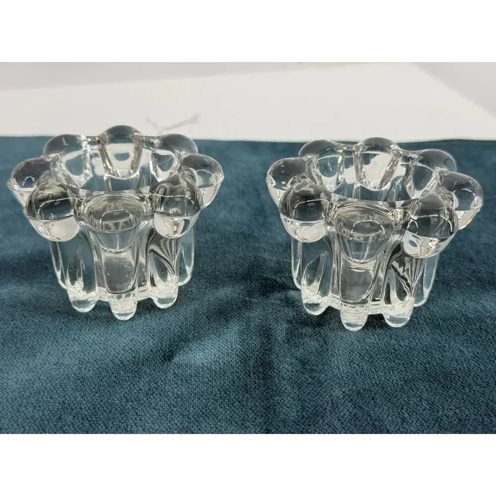 Holiday Entertaining Crystal Taper Candle Holders Pair Christmas Table Decor New